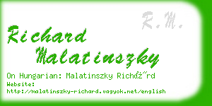 richard malatinszky business card